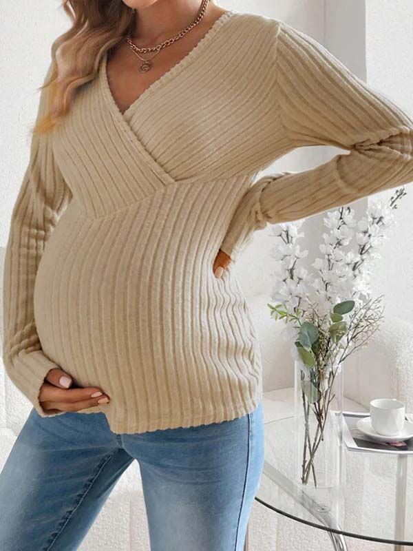 Beaumama pulls grossesse élégant casual tous les jours rayé épissage moulante femme enceinte
