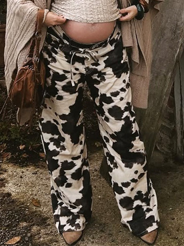 Beaumama jeans grossesse vintage chic tie and dye imprimé vache femme enceinte
