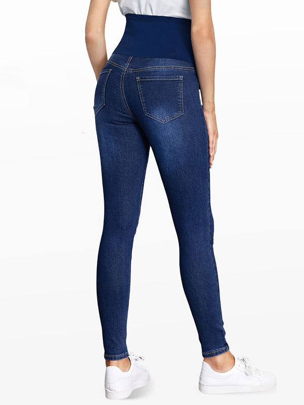 Beaumama jeans crayon grossesse casual simple poches déchiré troué taille haute moulante femme enceinte