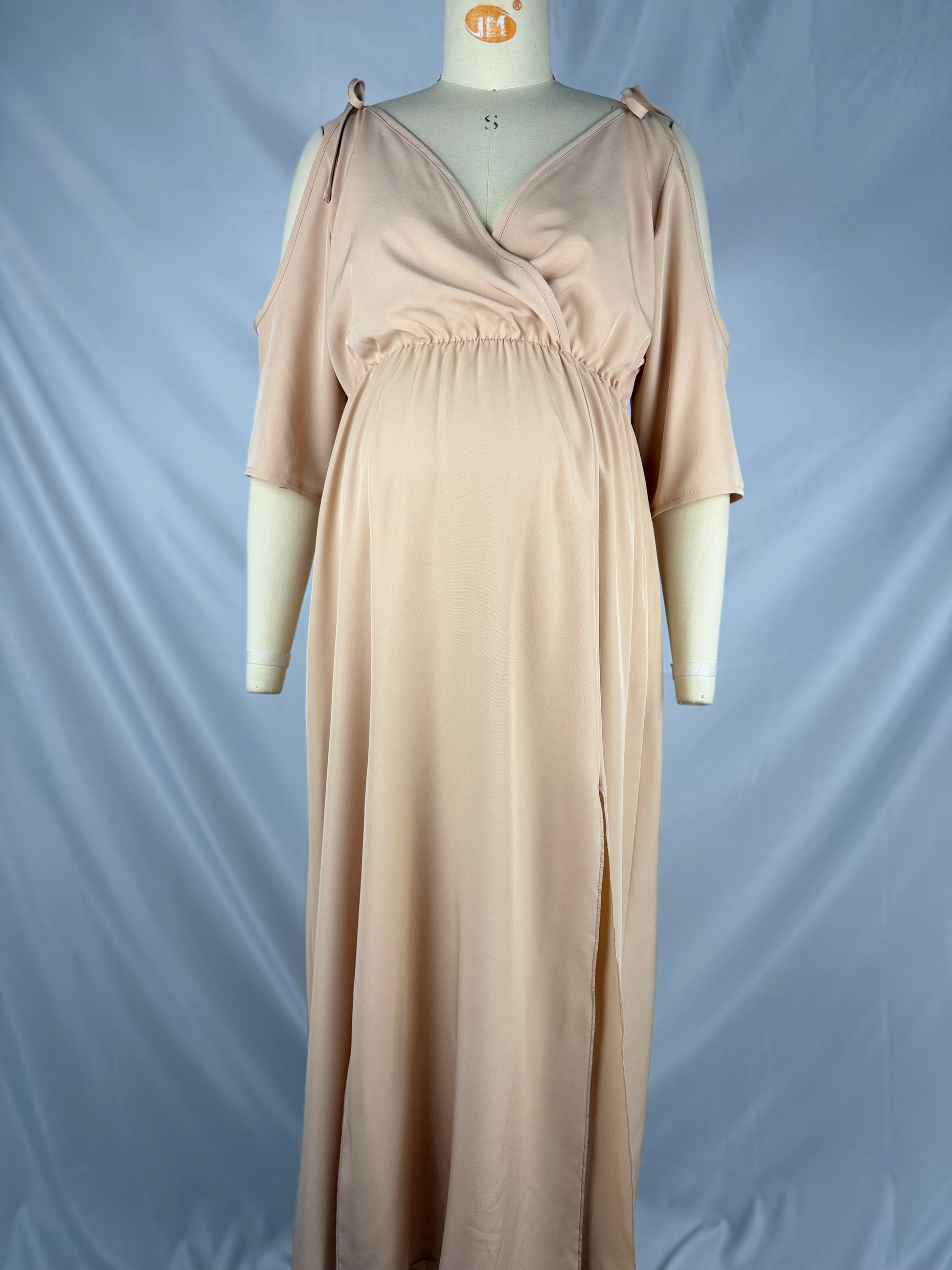Beaumama robes longue grossesse épaules dénudées double fente le côté fluide femme enceinte