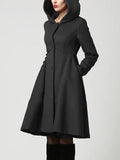 Beaumama manteau patineuse trapèze en laine à capuche élégant femme enceinte