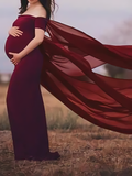 Beaumama robe longue de grossesse fluide former manteau Col bateau  photo maternité