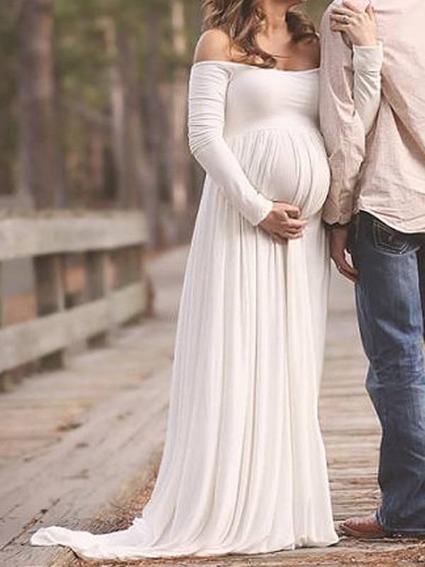 Beaumama robe longue grossesse mariage  fluide col bateau soirée maternité séance photo cérémonie femme enceinte