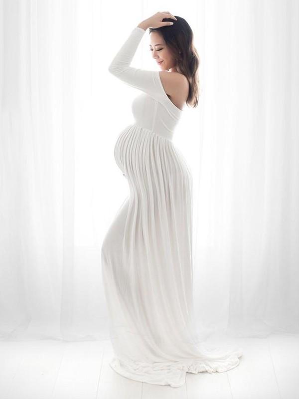 Beaumama robe longue grossesse mariage  fluide col bateau soirée maternité séance photo cérémonie femme enceinte
