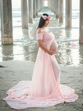 Beaumama robe longue de grossesse photo shooting fendu pour babyshower maternité femme enceinte