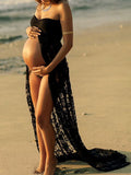 Beaumama robe longue photo de grossesse dentelle vetement bustier fendu shooting femme enceinte