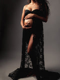 Beaumama robe longue photo de grossesse dentelle vetement bustier fendu shooting femme enceinte