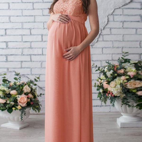 Beaumama robe de longue grossesse dentelle mariage mariée cérémonie femme enceinte