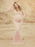Beaumama robe longues de grossesse dentelle sirene manches longues shooting photo