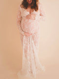 Beaumama robe longue de grossesse transparente dentelle shooting seance photo femme enceinte