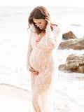 Beaumama robe longue de grossesse transparente dentelle shooting seance photo femme enceinte