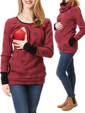 Beaumama sweatshirt allaitement imprimé fleurie maternité rouge