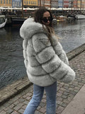 Beaumama grossesse veste fausse fourrure à capuche hiver mode décontracté femme enceinte