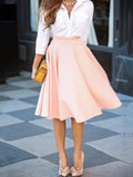 Beaumama mi-longue jupe patineuse évasée bouffante culotte haut femme rose