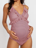 Beaumama maillot de bain de grossesse une pièce rayé maternité femme