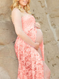 Beaumama robe longue de grossesse dentelle de maternité fendue shooting photo