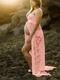 Beaumama robe longue de grossesse dentelle de maternité fendue shooting photo