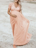 Beaumama robe longue de grossesse soirée avec paillette mousseline cérémonie mariage femme enceinte