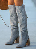 Beaumama bottes cuissardes suédine talon épais élégant femme
