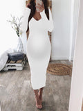 Beaumama robes pulls moulante grossesse rugueux  v-cou manches longues femme enceinte