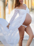 Beaumama robe longue de grossesse en dentelle v-cou fendu enceinte shooting photo