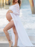 Beaumama robe longue de grossesse en dentelle v-cou fendu enceinte shooting photo