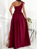 Beaumama robes longue grossese soirée fendu le côté volants asymétrique femme enceinte
