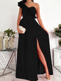 Beaumama robes longue grossese soirée fendu le côté volants asymétrique femme enceinte