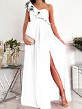 Beaumama robes longue grossese soirée fendu le côté volants asymétrique femme enceinte