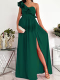 Beaumama robes longue grossese soirée fendu le côté volants asymétrique femme enceinte