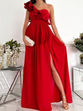 Beaumama robes longue grossese soirée fendu le côté volants asymétrique femme enceinte