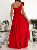 Beaumama robes longue grossese soirée fendu le côté volants asymétrique femme enceinte