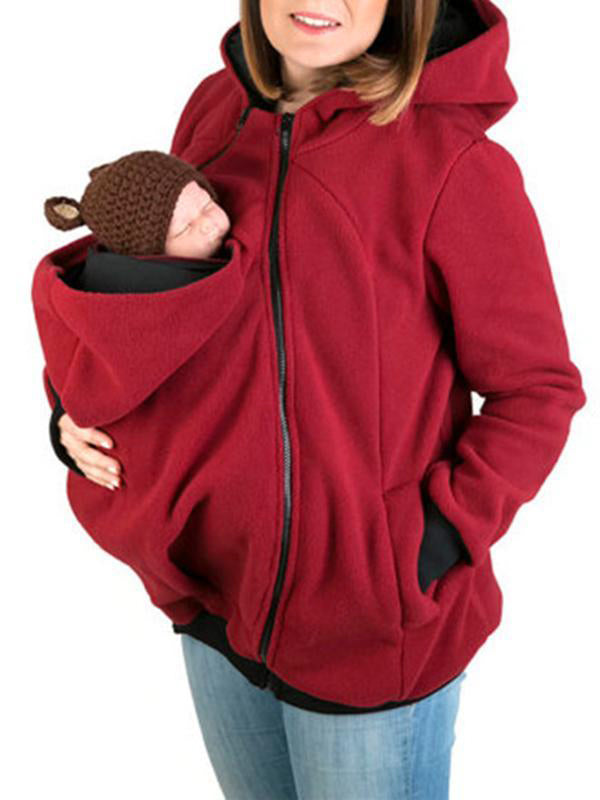 Beaumama sweatshirt kangourou porte bébé capuche femme veste maternité rouge