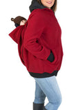 Beaumama sweatshirt kangourou porte bébé capuche femme veste maternité rouge