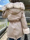 Beaumama grossesse mi-longue manteau avec fausse fourrure parka capuche décontracté femme