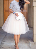 Beaumama jupe mi-longue tutu en tulle taille haute grande taille mode femme blanche
