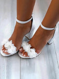 Beaumama sandales chaussure de mariée mariage femme tulle applique fleur talon épais