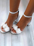 Beaumama sandales chaussure de mariée mariage femme tulle applique fleur talon épais