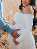 Beaumama robes photo longue grossesse hors de l'épaule baby shower femme enceinte