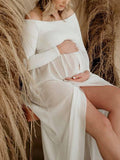 Beaumama robe longue grossesse enceinte shooting baby shower fluide fendu slit femme enceinte
