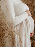 Beaumama robe longue grossesse enceinte shooting baby shower fluide fendu slit femme enceinte