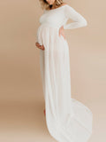 Beaumama robe longue grossesse enceinte shooting baby shower fluide fendu slit femme enceinte