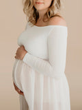 Beaumama robe longue grossesse enceinte shooting baby shower fluide fendu slit femme enceinte
