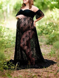 Beaumama robes photo longue grossesse élégant enceinte shooting baby shower dentelle volants queue transparent femme enceinte