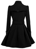 Beaumama manteau patineuse en laine ceinture double boutonnage élégant femme