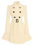 Beaumama manteau patineuse en laine ceinture double boutonnage élégant femme