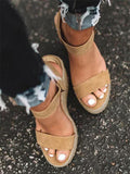 Beaumama sandales en paille talon compensé chaussures d'été à bretelles pour femmes enceinte