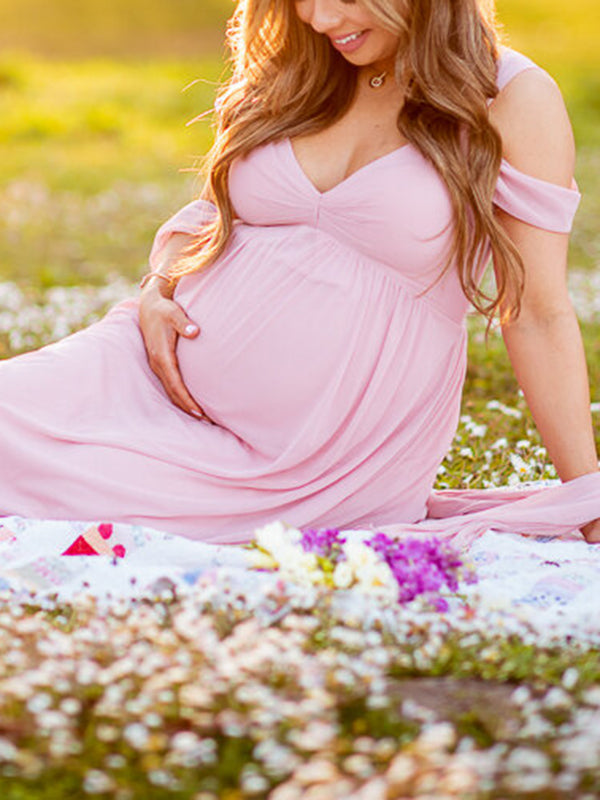 Beaumama robes photo longue grossesse élégant baby shower enceinte shooting fendu le côté plissé fluide femme enceinte