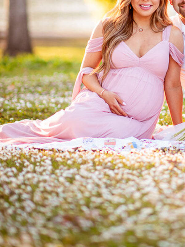 Beaumama robes photo longue grossesse élégant baby shower enceinte shooting fendu le côté plissé fluide femme enceinte