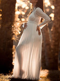 Beaumama robes de séance photo grossesse Élégant broderie anglaise plissé femme enceinte